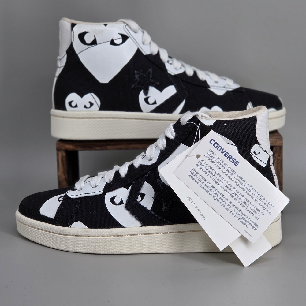 Converse Comme des Garcons PLAY 4 Mens 5.5 Womens Heart Logo Black White 140709C